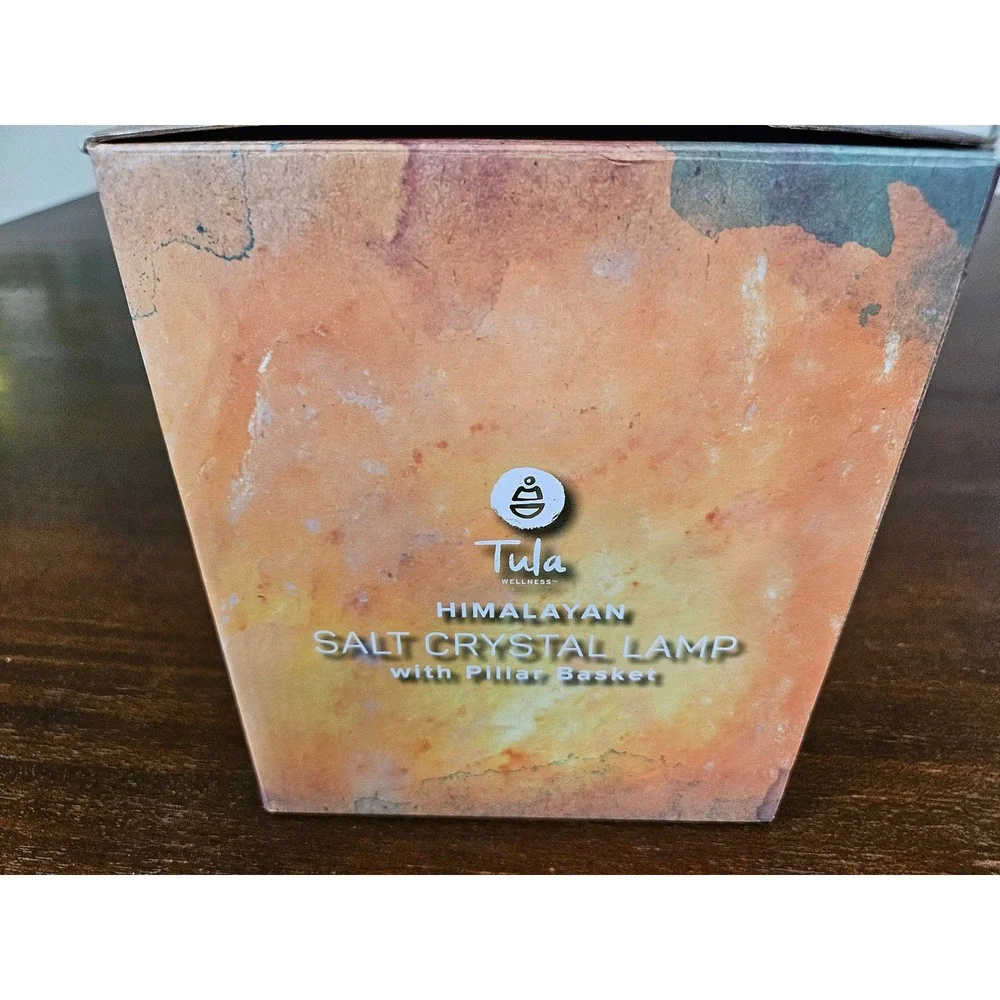 Tula Wellness Himalayan Salt Crystal Lamp Pink Orange Pillar Basket